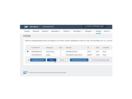 Verbindung zum Lieferanten-Shop im eProcurement-System
