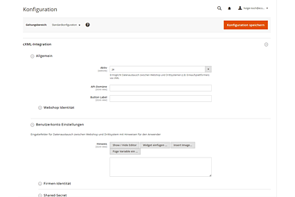 Konfiguration der cXML-Integration im avanta System-Backend