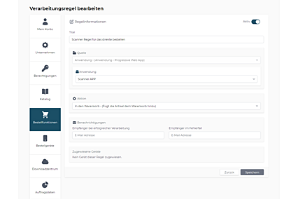 Konfiguration einer Verarbeitungsregel