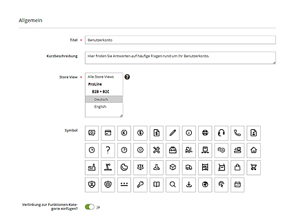 Datenpflege des FAQ-Bereichs im Backend