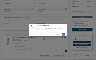 OCI-PunchOut in the webshop