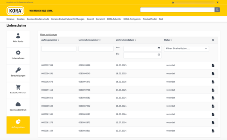 Customer service portal of Kora