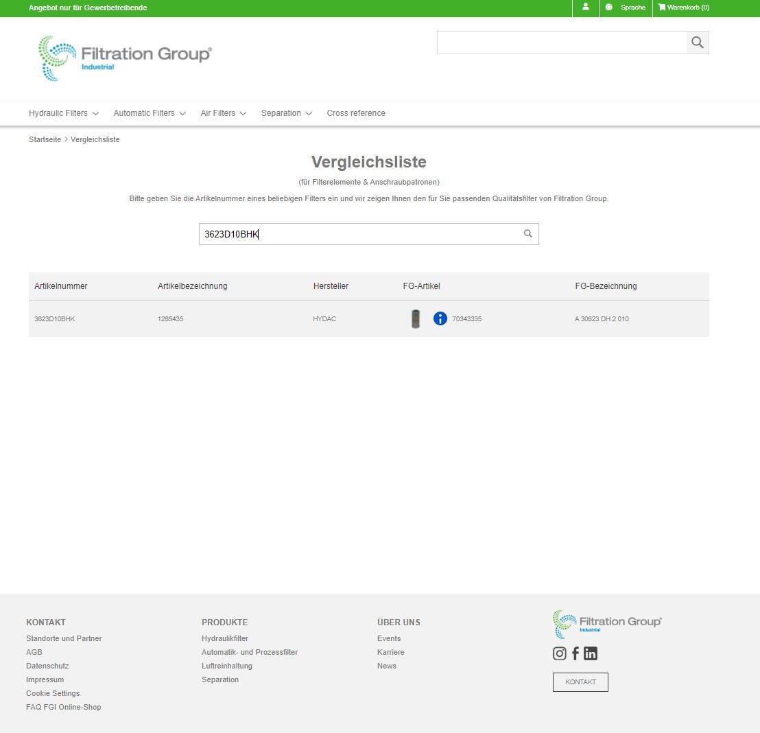 Vergleich von Wettbewerbsartikeln im Webshop